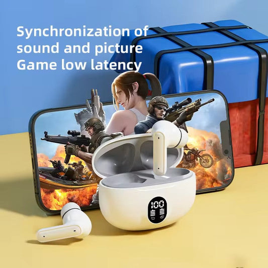 Professional Display Earbuds STEREO 895B Wireless Bluetooth Earbuds | Mic in-Ear Headphones with LED Display | Type C Fast Charging | Bluetooth 5.3 for Android/iPhone ( With Cable - With Box - Random Color )
