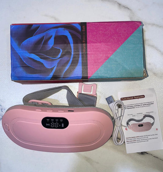 Portable Menstrual Heating Cramp Pad Belt for Women – Electric Period Pain Relief Massager with 3 Heat Levels & 4 Massage Modes - With Box | Period Cramp Belt